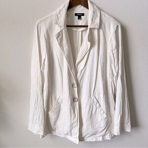 Torrid Cream Linen Blazer with Button Detail